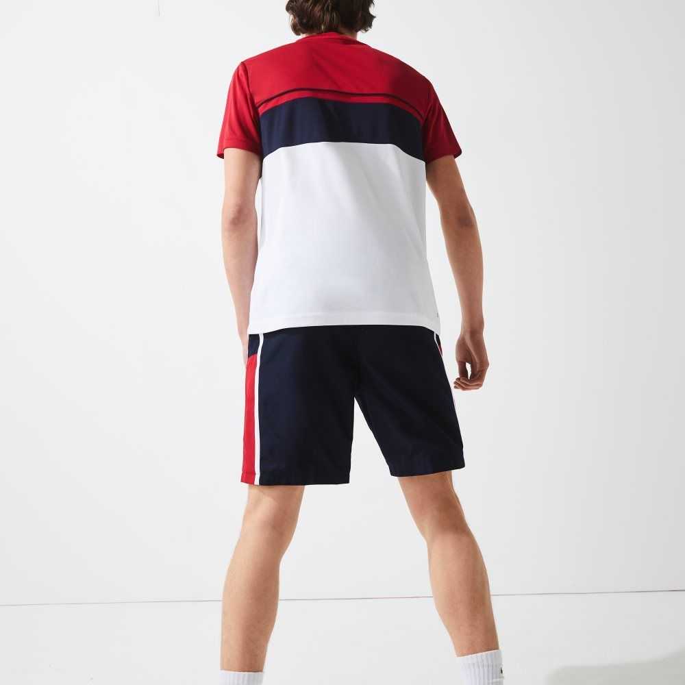 Lacoste SPORT Colorblock Panels Lightweight Shorts Navy Blue / Red / White | NDL-632187