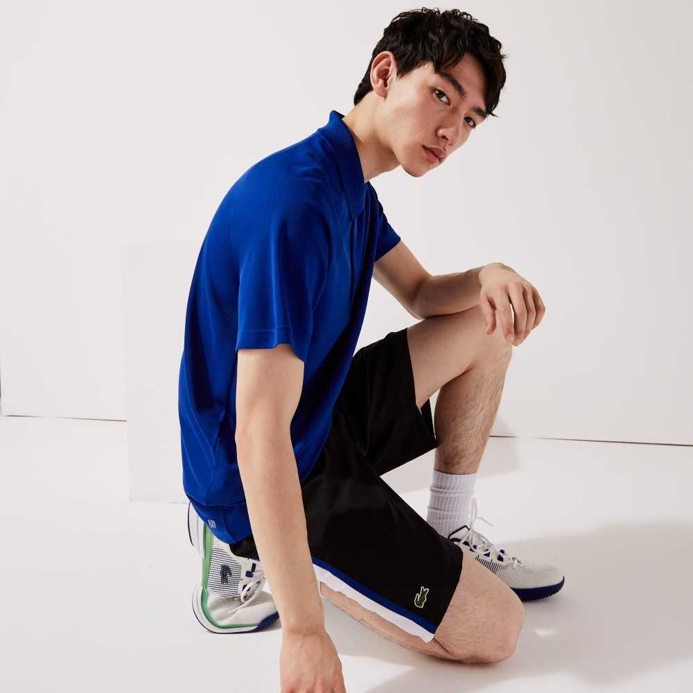 Lacoste SPORT Colorblock Panels Lightweight Shorts Black / White / Blue | XRF-586123