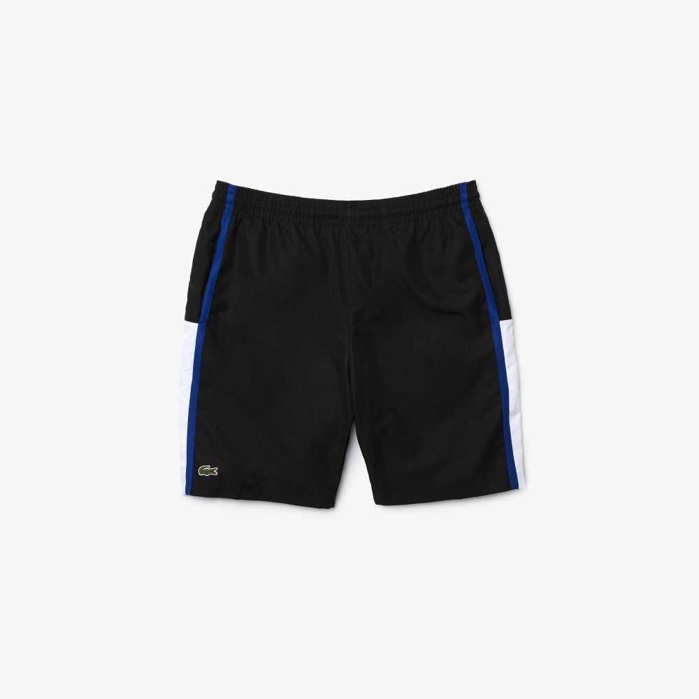 Lacoste SPORT Colorblock Panels Lightweight Shorts Black / White / Blue | XRF-586123