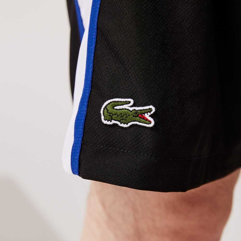 Lacoste SPORT Colorblock Panels Lightweight Shorts Black / White / Blue | XRF-586123