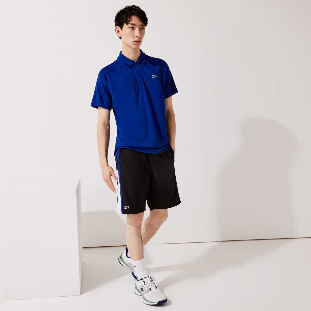 Lacoste SPORT Colorblock Panels Lightweight Shorts Black / White / Blue | XRF-586123