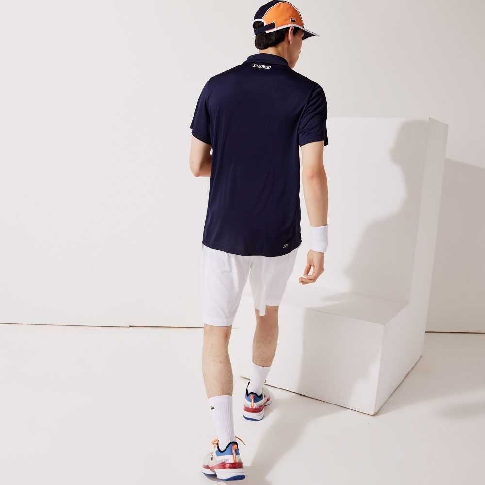 Lacoste SPORT Colorblock Pique And Mesh Polo Navy Blue / Yellow / Orange / White | KLN-071238