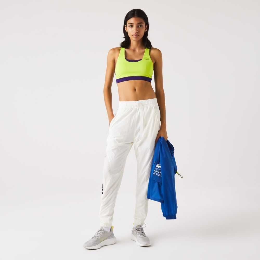 Lacoste SPORT Colorblock Recycled Polyester Sports Bra Yellow / Purple | MIK-720469