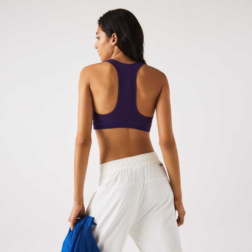 Lacoste SPORT Colorblock Recycled Polyester Sports Bra Yellow / Purple | MIK-720469