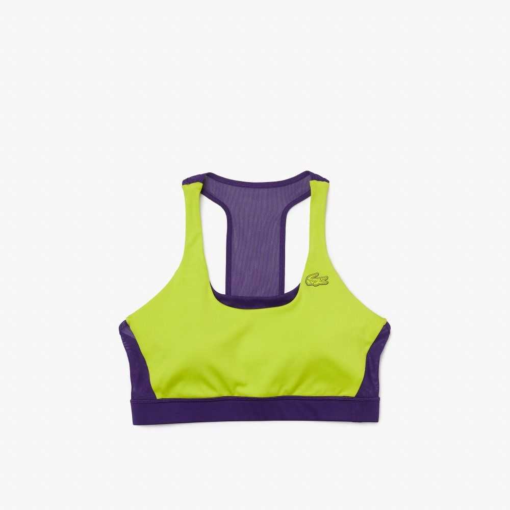 Lacoste SPORT Colorblock Recycled Polyester Sports Bra Yellow / Purple | MIK-720469