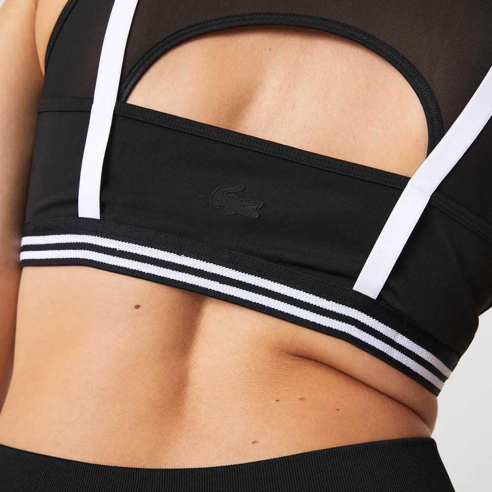 Lacoste SPORT Contrast Accents Sports Bra Black / White / Black | MFV-840536