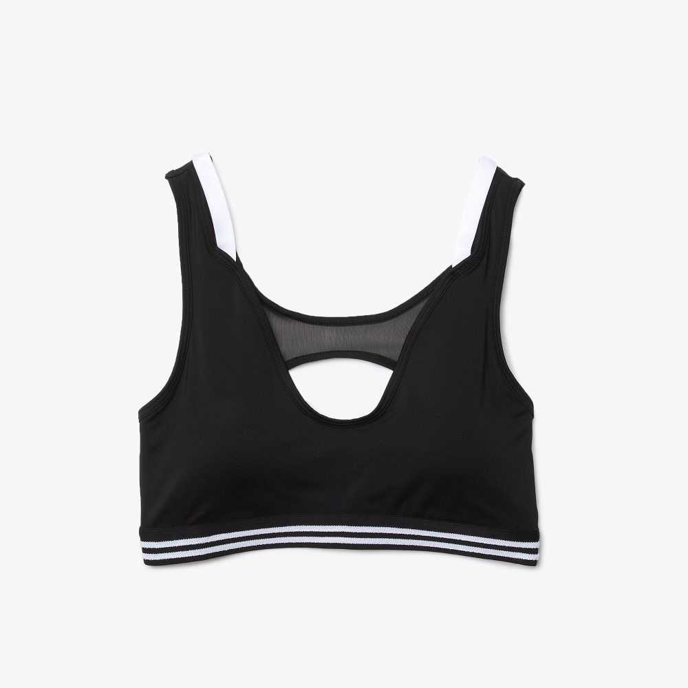 Lacoste SPORT Contrast Accents Sports Bra Black / White / Black | MFV-840536