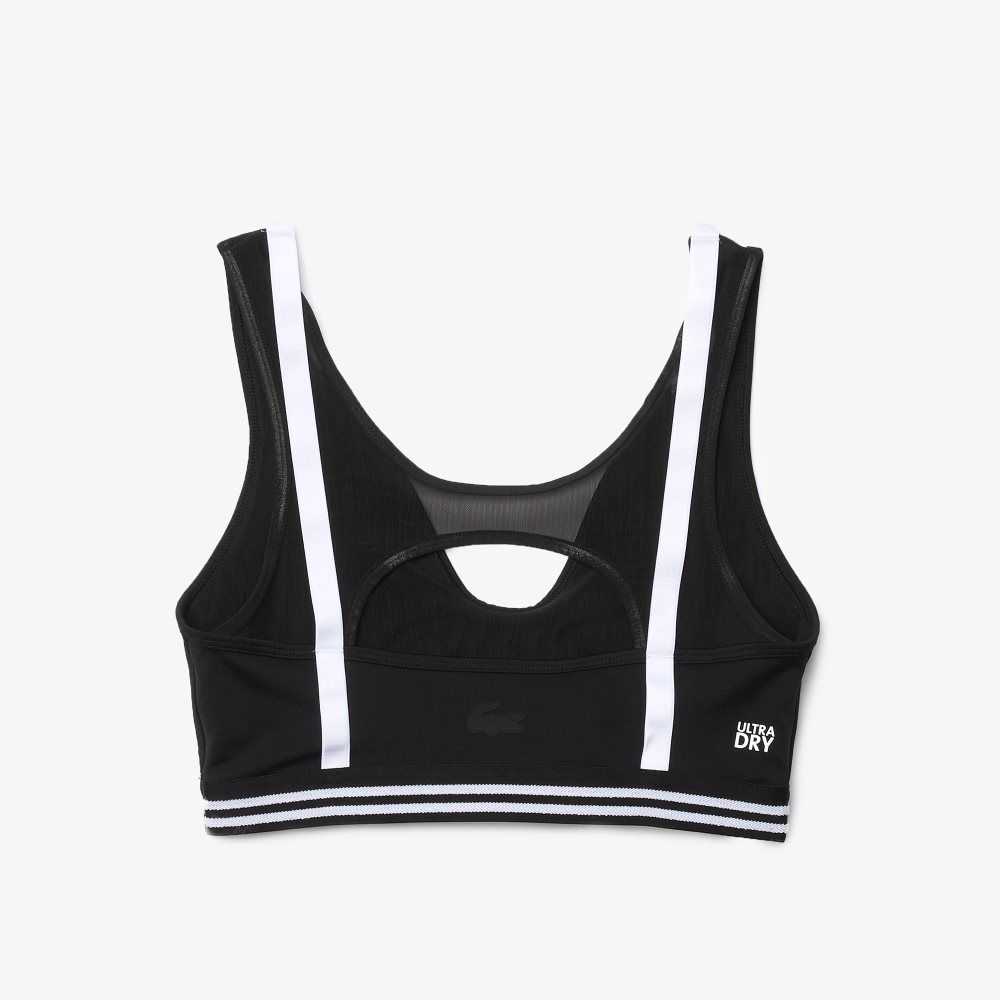 Lacoste SPORT Contrast Accents Sports Bra Black / White / Black | MFV-840536