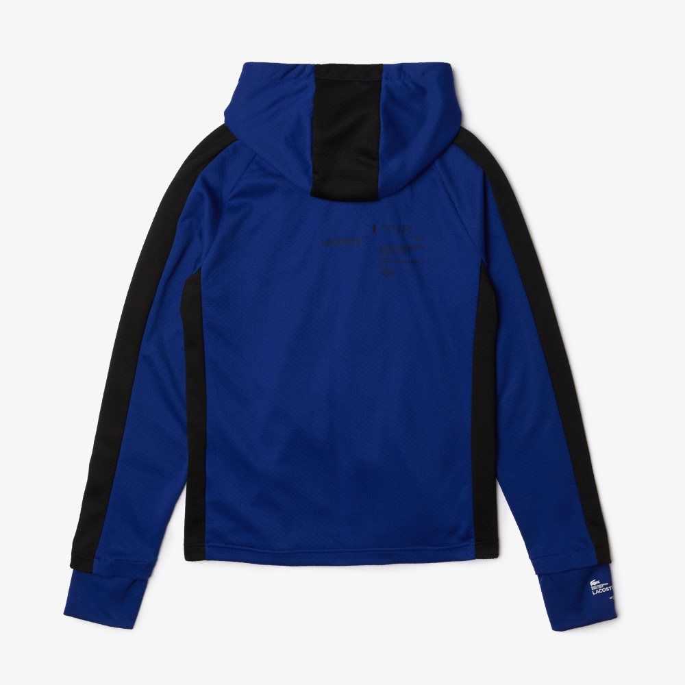 Lacoste SPORT Contrast Band Hooded Jacket Blue / Black / White | IUA-046197