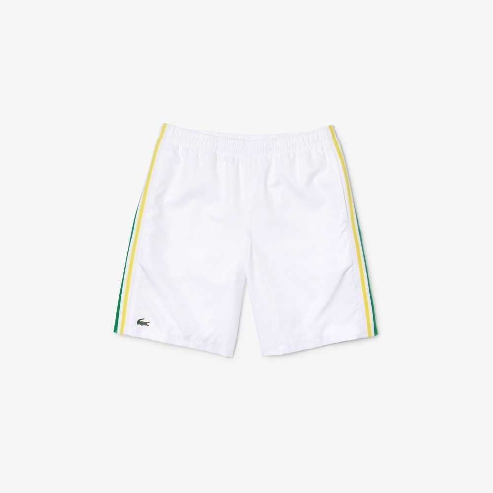 Lacoste SPORT Contrast Bands Lightweight Shorts White / Green / Yellow / White | LFI-107698