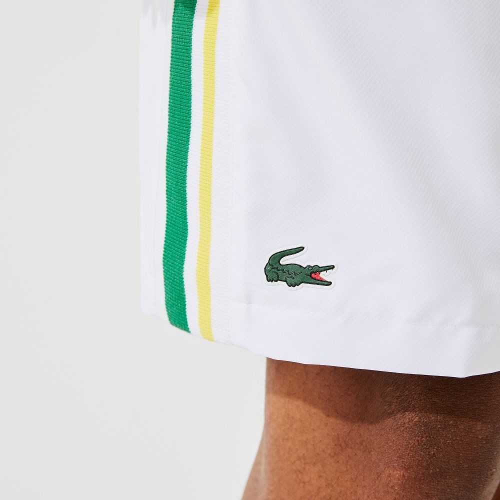 Lacoste SPORT Contrast Bands Lightweight Shorts White / Green / Yellow / White | LFI-107698