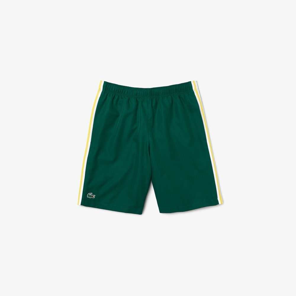 Lacoste SPORT Contrast Bands Lightweight Shorts Green / Yellow / White | WVT-483615