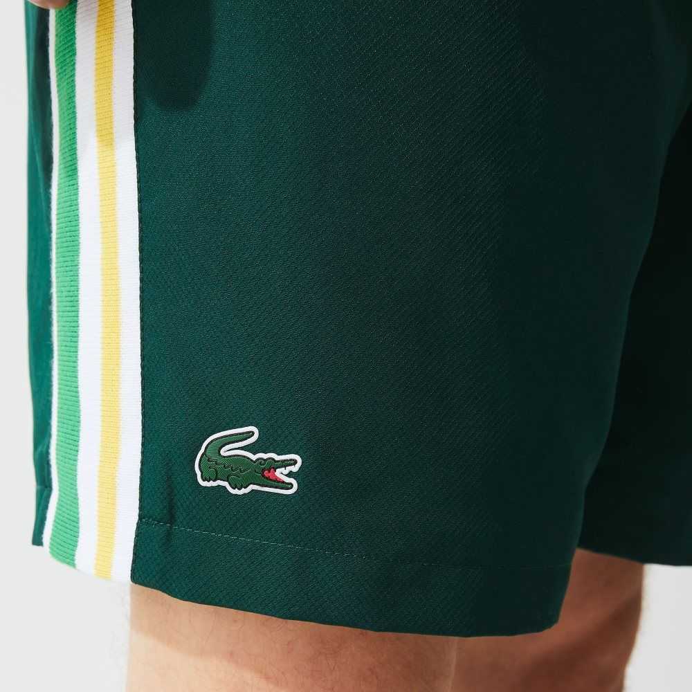 Lacoste SPORT Contrast Bands Lightweight Shorts Green / Yellow / White | WVT-483615