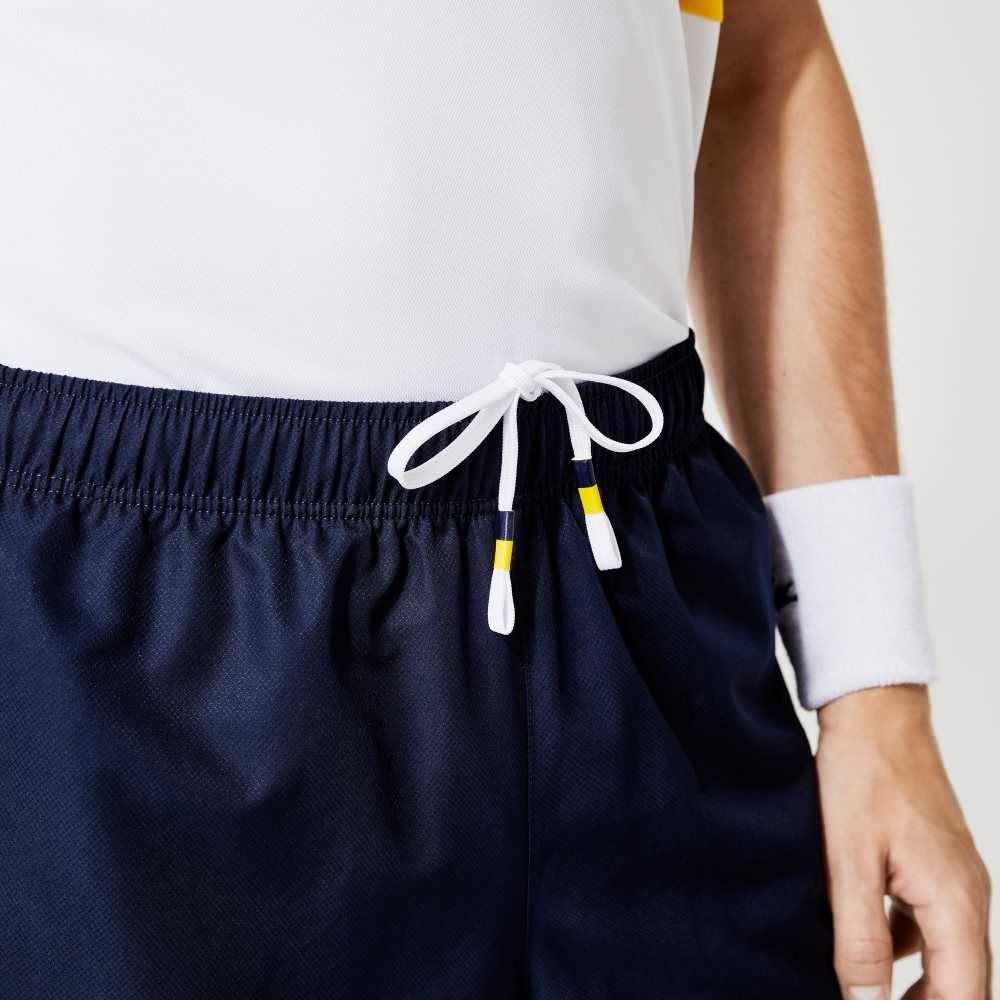 Lacoste SPORT Contrast Bands Lightweight Shorts Navy Blue / Yellow / White | ZLY-380765