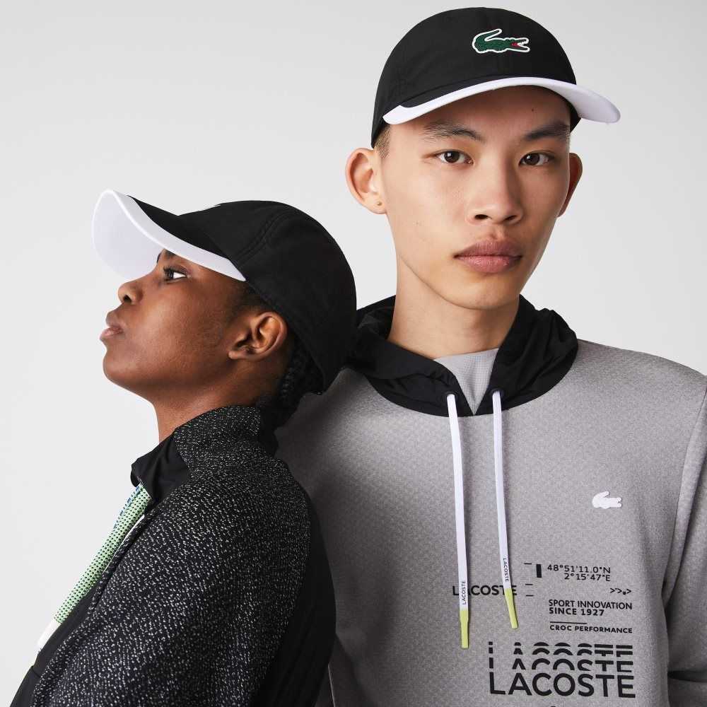 Lacoste SPORT Contrast Border Lightweight Cap Black / White | DAE-406871