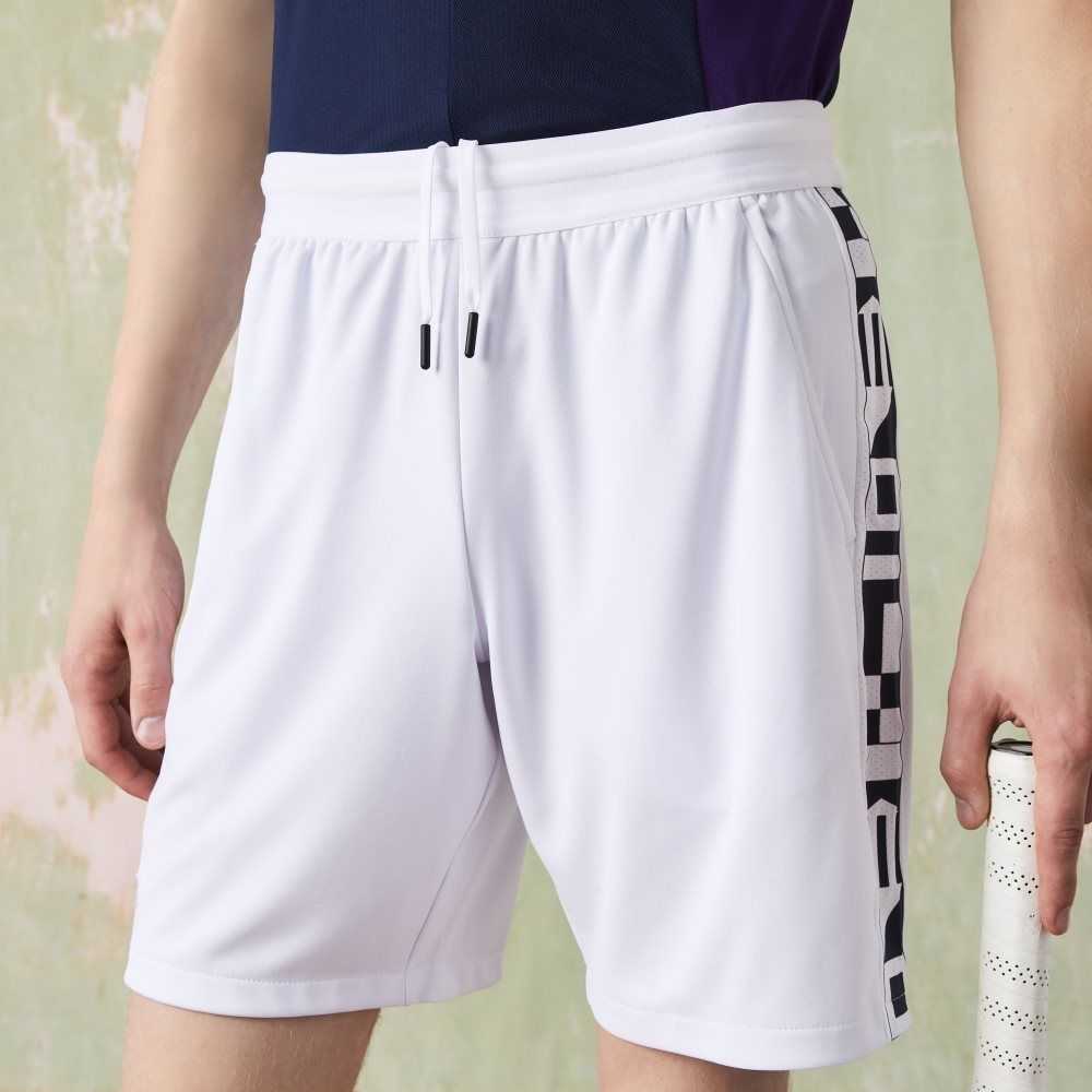 Lacoste SPORT Contrast Print Tennis Shorts White | PRF-271563