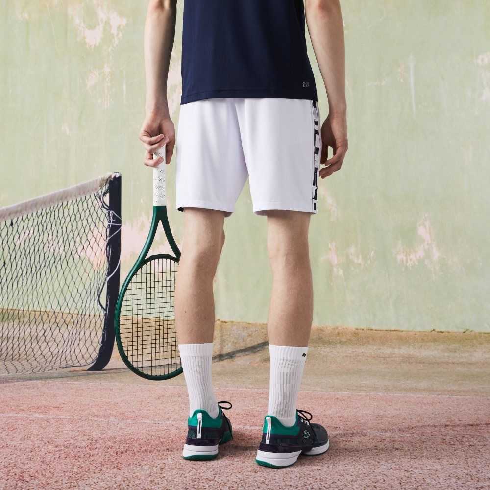 Lacoste SPORT Contrast Print Tennis Shorts White | PRF-271563