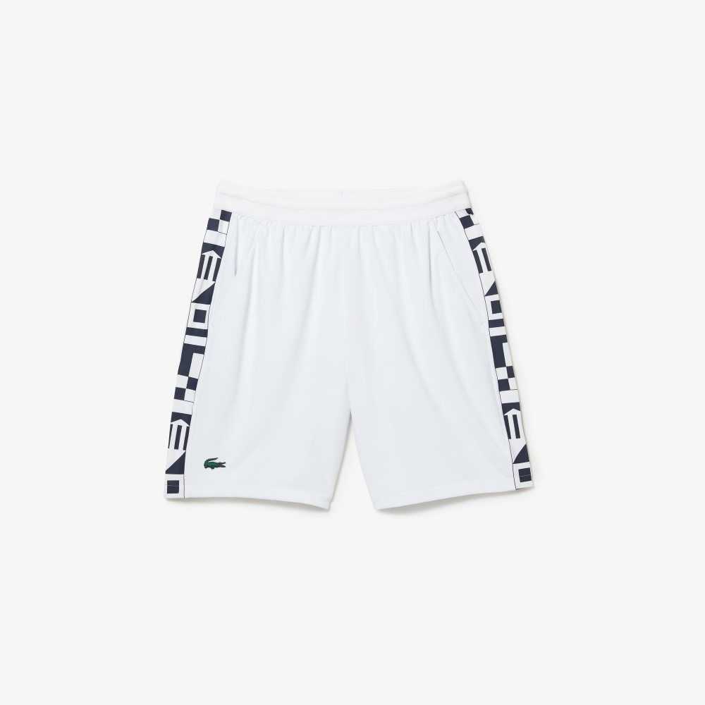 Lacoste SPORT Contrast Print Tennis Shorts White | PRF-271563