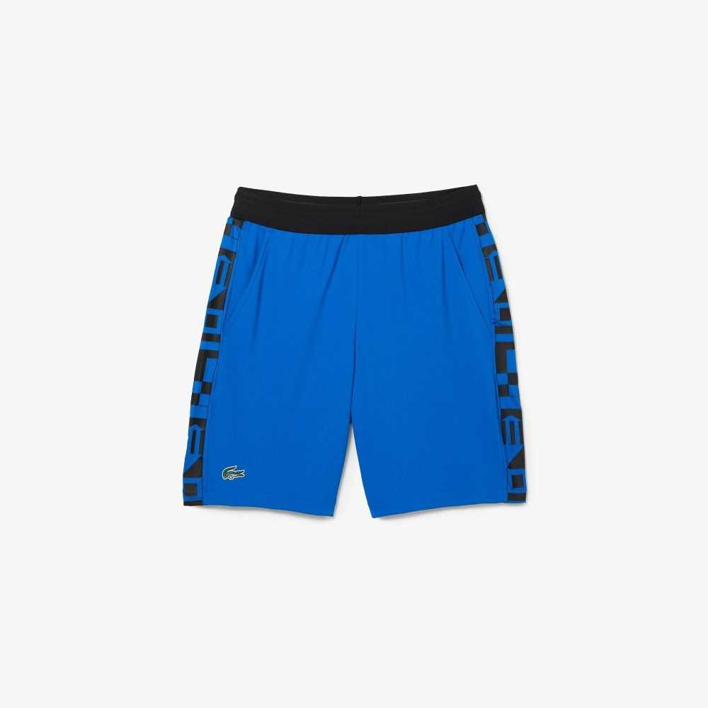 Lacoste SPORT Contrast Print Tennis Shorts Blue / Black | USN-539287