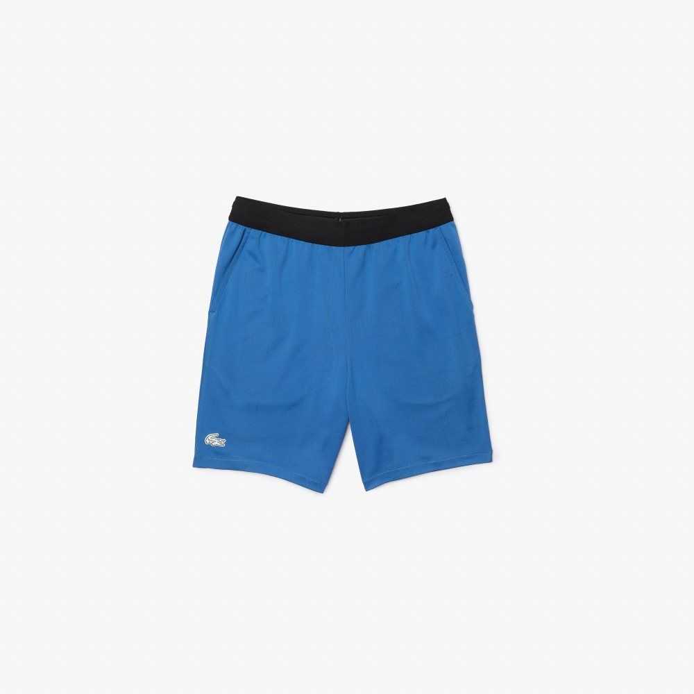 Lacoste SPORT Contrasting Elasticized Waist Jacquard Shorts Blue / Black / White | ZRQ-485123