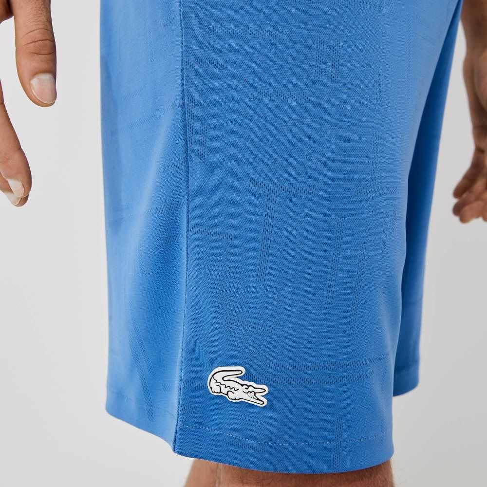 Lacoste SPORT Contrasting Elasticized Waist Jacquard Shorts Blue / Black / White | ZRQ-485123