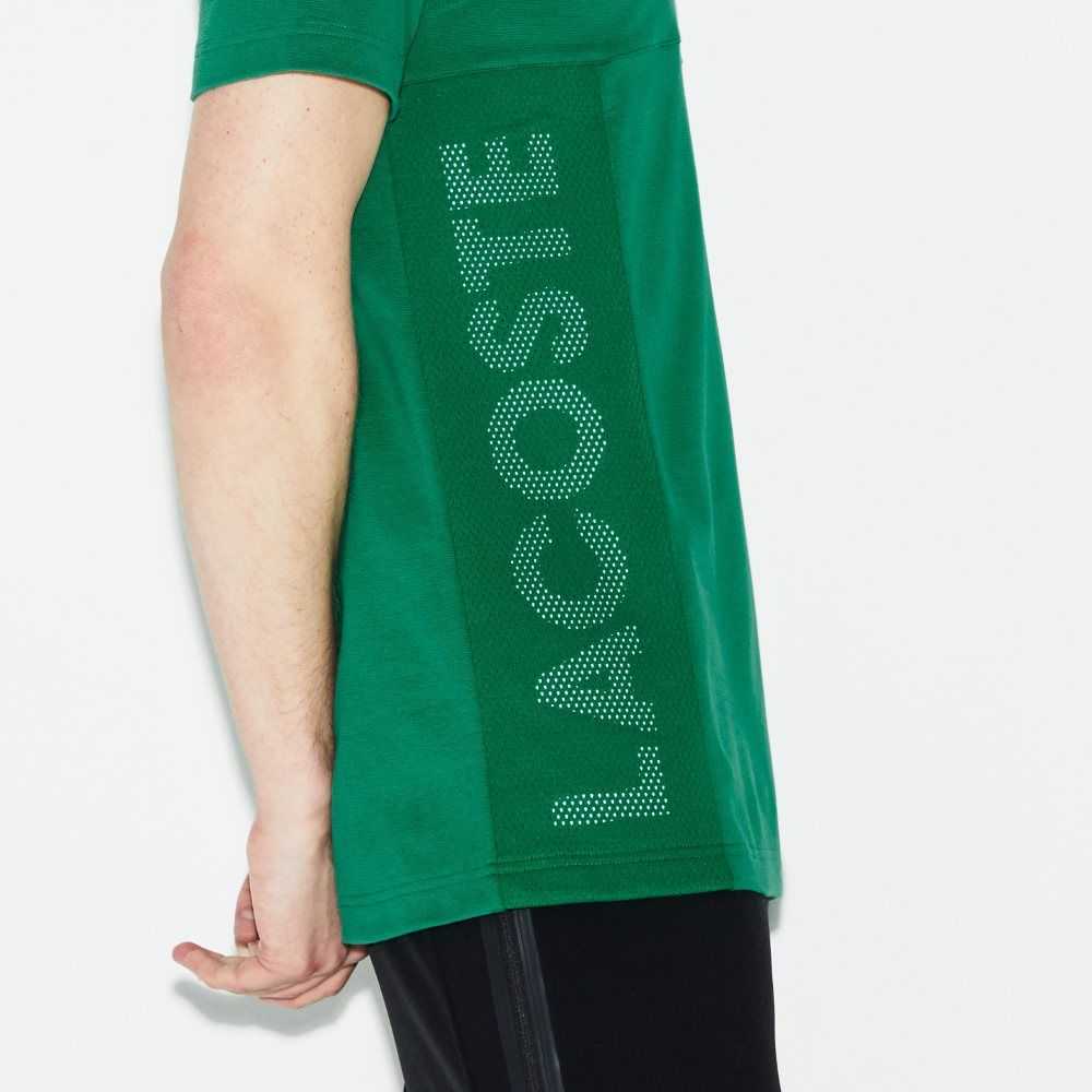 Lacoste SPORT Crew Neck Lettered Ultra Light Cotton T-shirt Green / White | GDR-246879