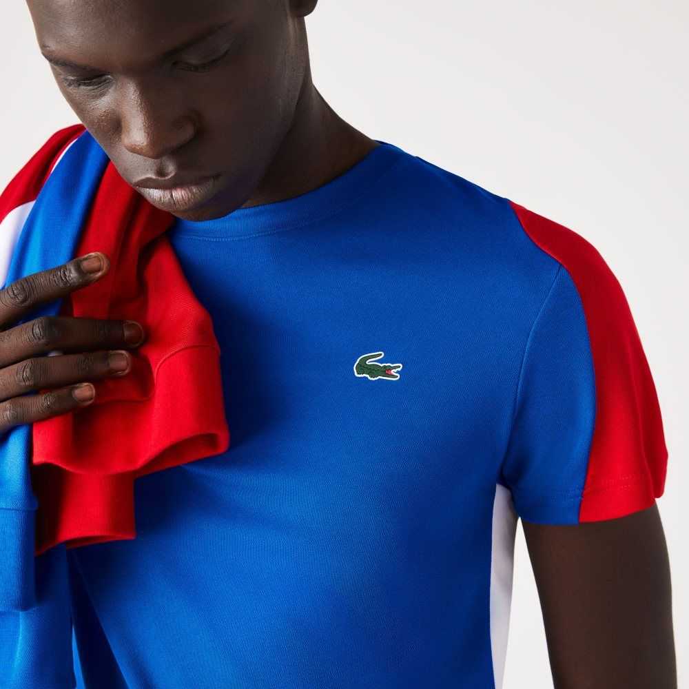 Lacoste SPORT Crocodile Print Tennis T-Shirt Blue / Red / White | NCL-514906