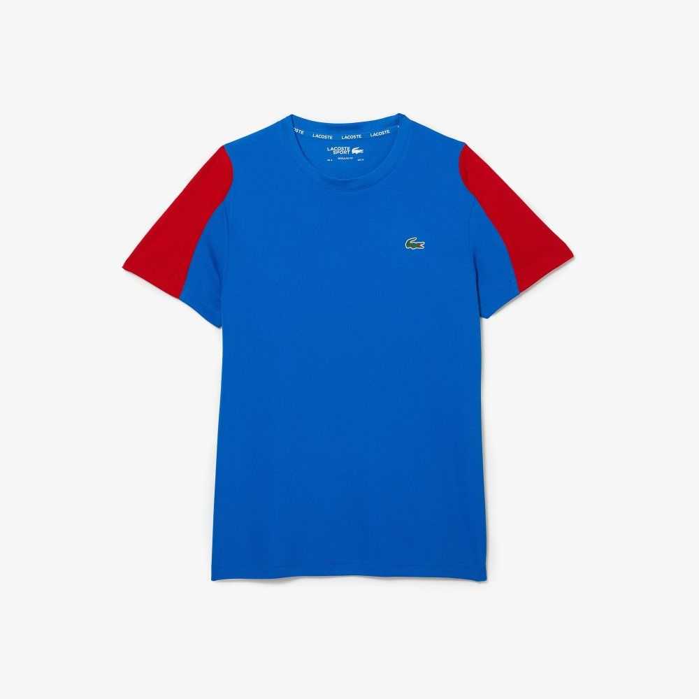 Lacoste SPORT Crocodile Print Tennis T-Shirt Blue / Red / White | NCL-514906