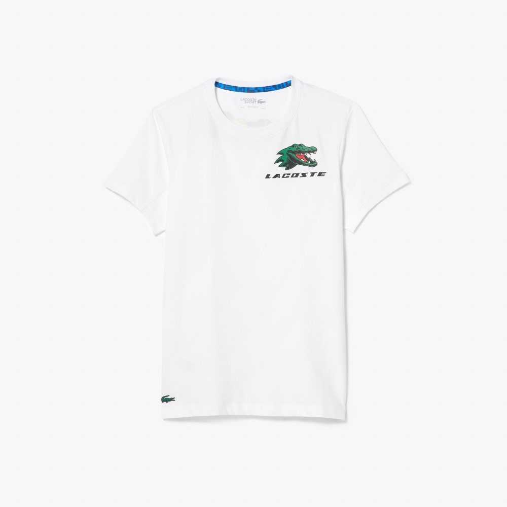 Lacoste SPORT Crocodile Print Tennis T-Shirt White | PNH-602134