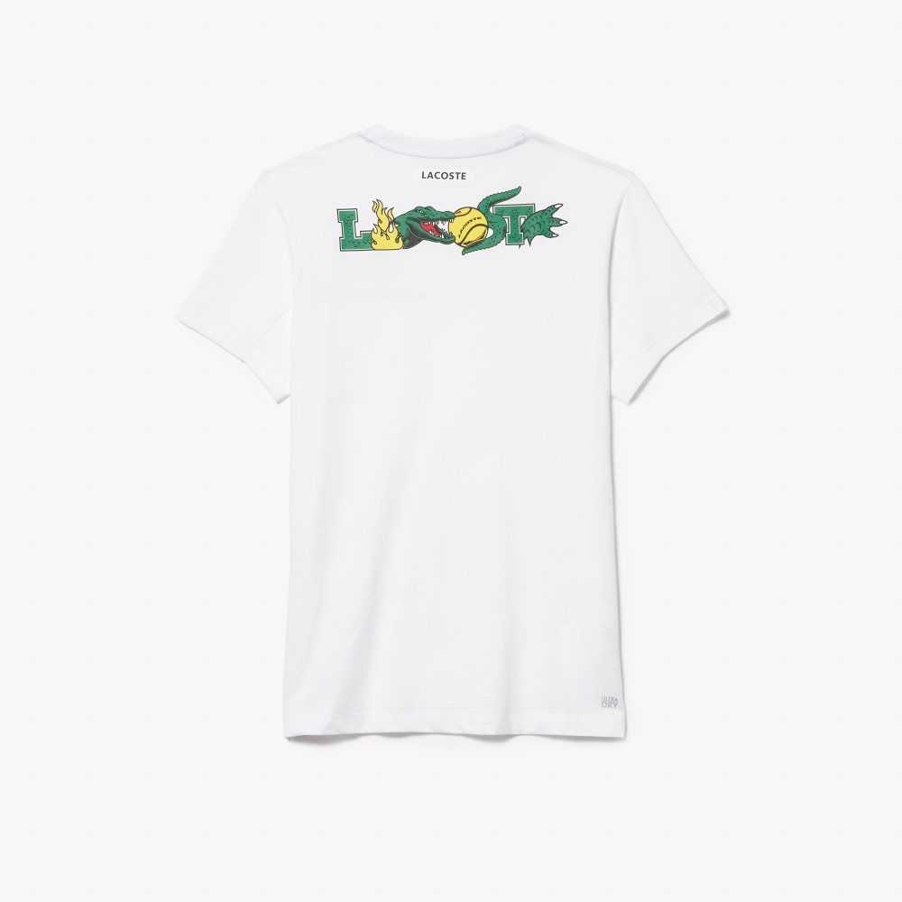 Lacoste SPORT Crocodile Print Tennis T-Shirt White | PNH-602134