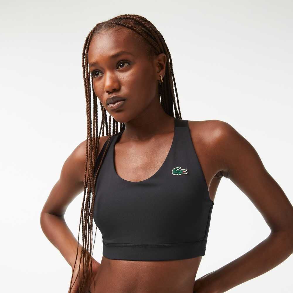 Lacoste SPORT Cross Strap Sports Bra Black | LRQ-953482