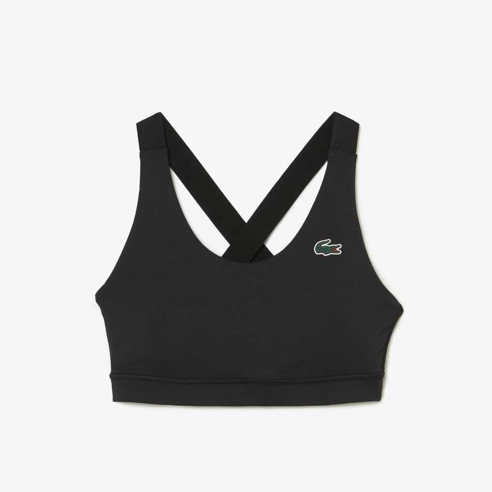 Lacoste SPORT Cross Strap Sports Bra Black | LRQ-953482