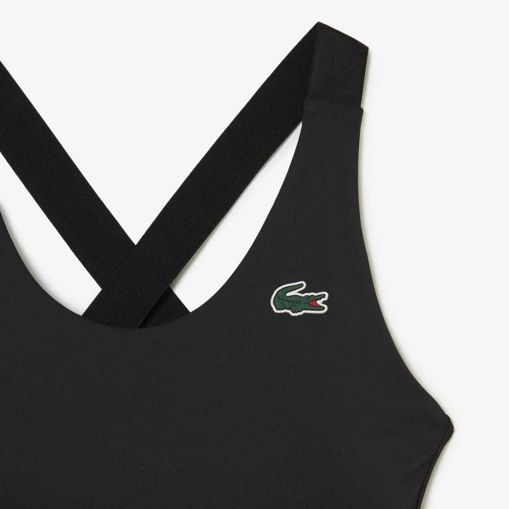 Lacoste SPORT Cross Strap Sports Bra Black | LRQ-953482