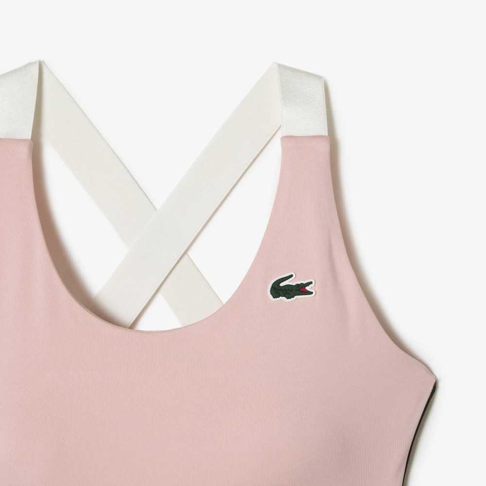 Lacoste SPORT Cross Strap Sports Bra Pink / Black / White | HPB-736520