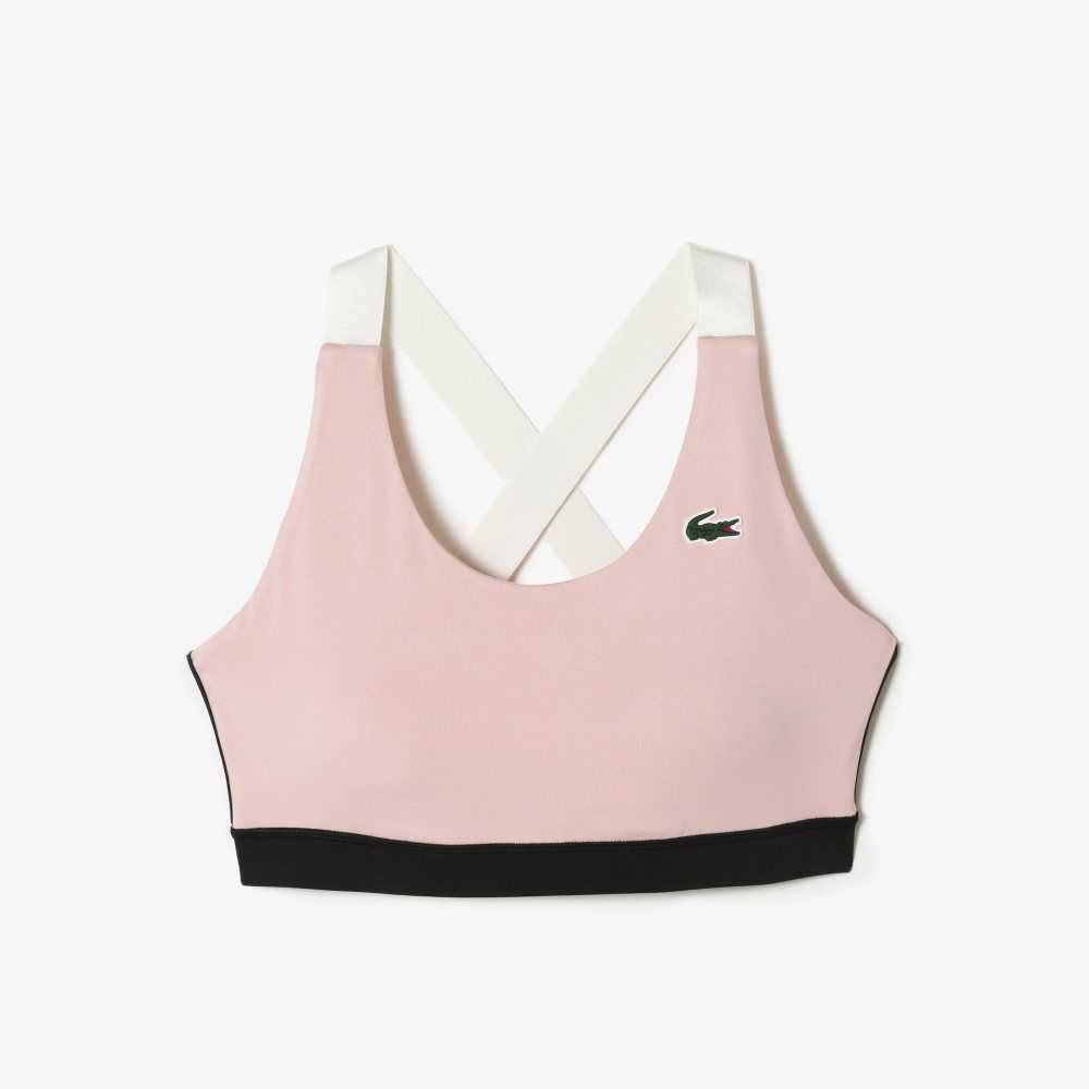 Lacoste SPORT Cross Strap Sports Bra Pink / Black / White | HPB-736520