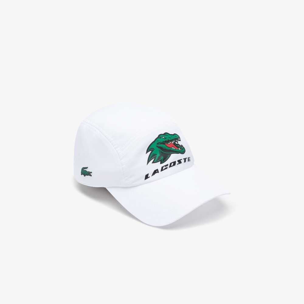 Lacoste SPORT Exclusive Crocodile Tennis Cap White | ITR-423059