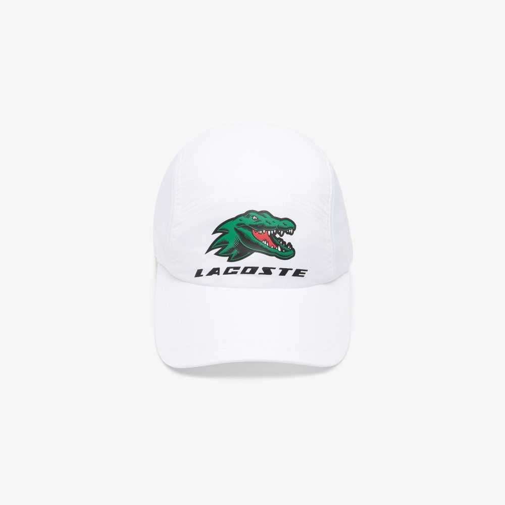 Lacoste SPORT Exclusive Crocodile Tennis Cap White | ITR-423059