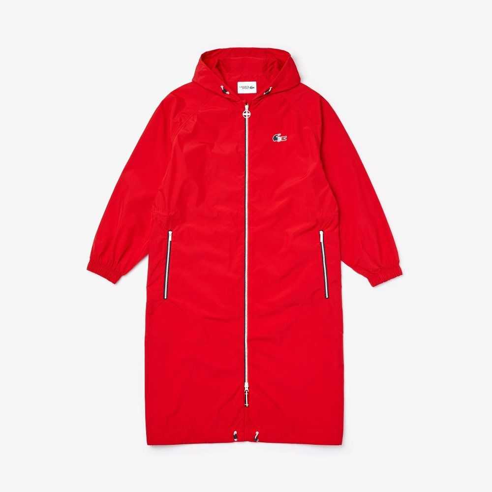 Lacoste SPORT French Sporting Spirit Edition Foldable Raincoat Red / White / Navy Blue | IRB-627345