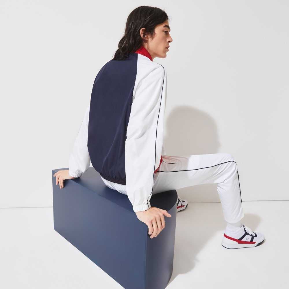 Lacoste SPORT French Sporting Spirit Edition Water-Resistant Zip Jacket Red / White / Navy Blue | KAF-640792