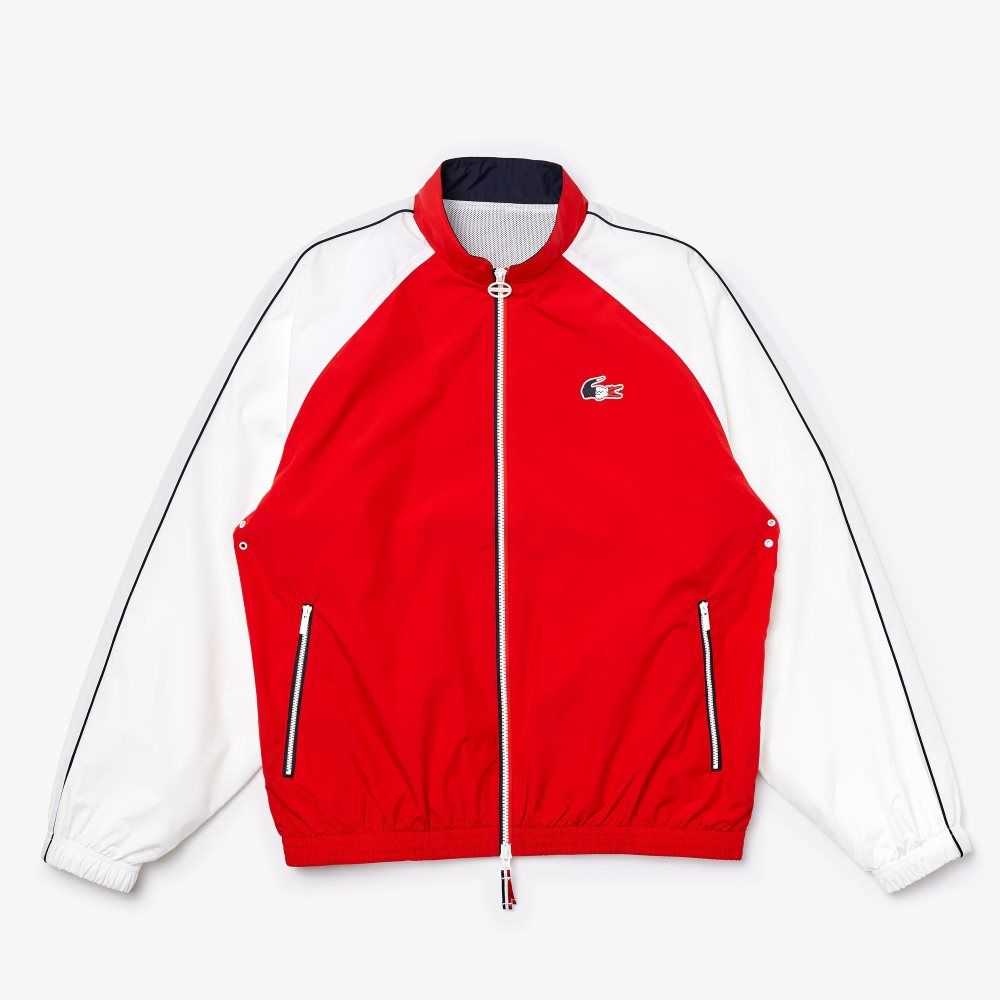 Lacoste SPORT French Sporting Spirit Edition Water-Resistant Zip Jacket Red / White / Navy Blue | KAF-640792