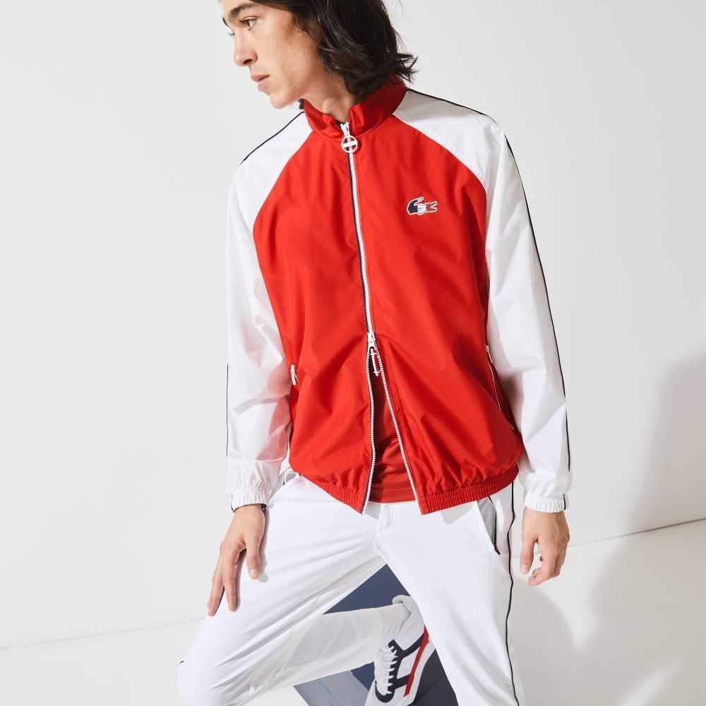 Lacoste SPORT French Sporting Spirit Edition Water-Resistant Zip Jacket Red / White / Navy Blue | KAF-640792