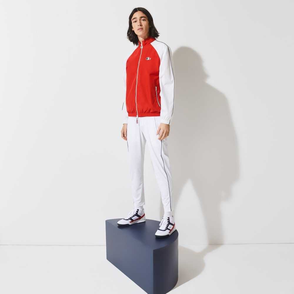 Lacoste SPORT French Sporting Spirit Edition Water-Resistant Zip Jacket Red / White / Navy Blue | KAF-640792