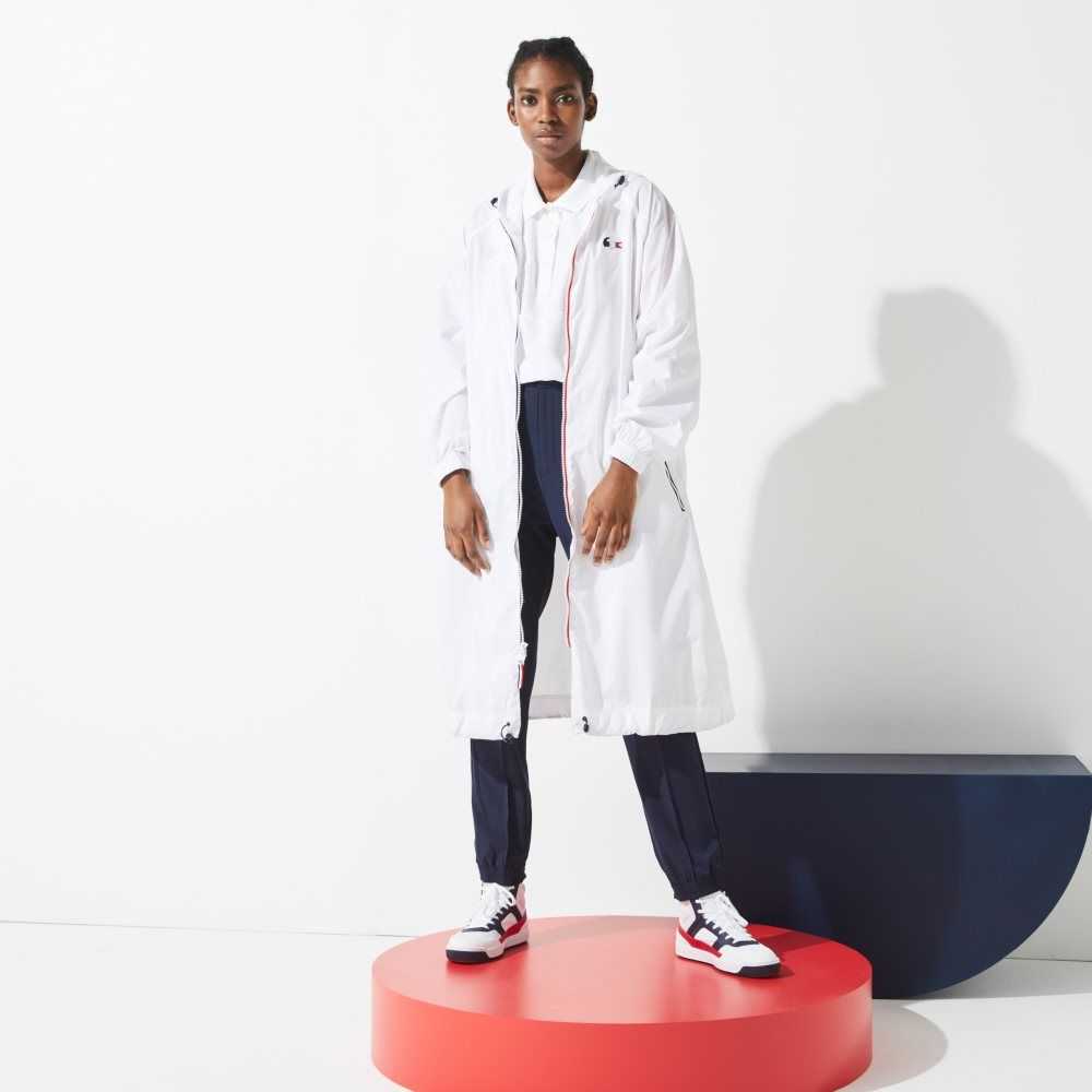 Lacoste SPORT French Sporting Spirit Edition Foldable Raincoat White / Navy Blue / Red | KZR-467289