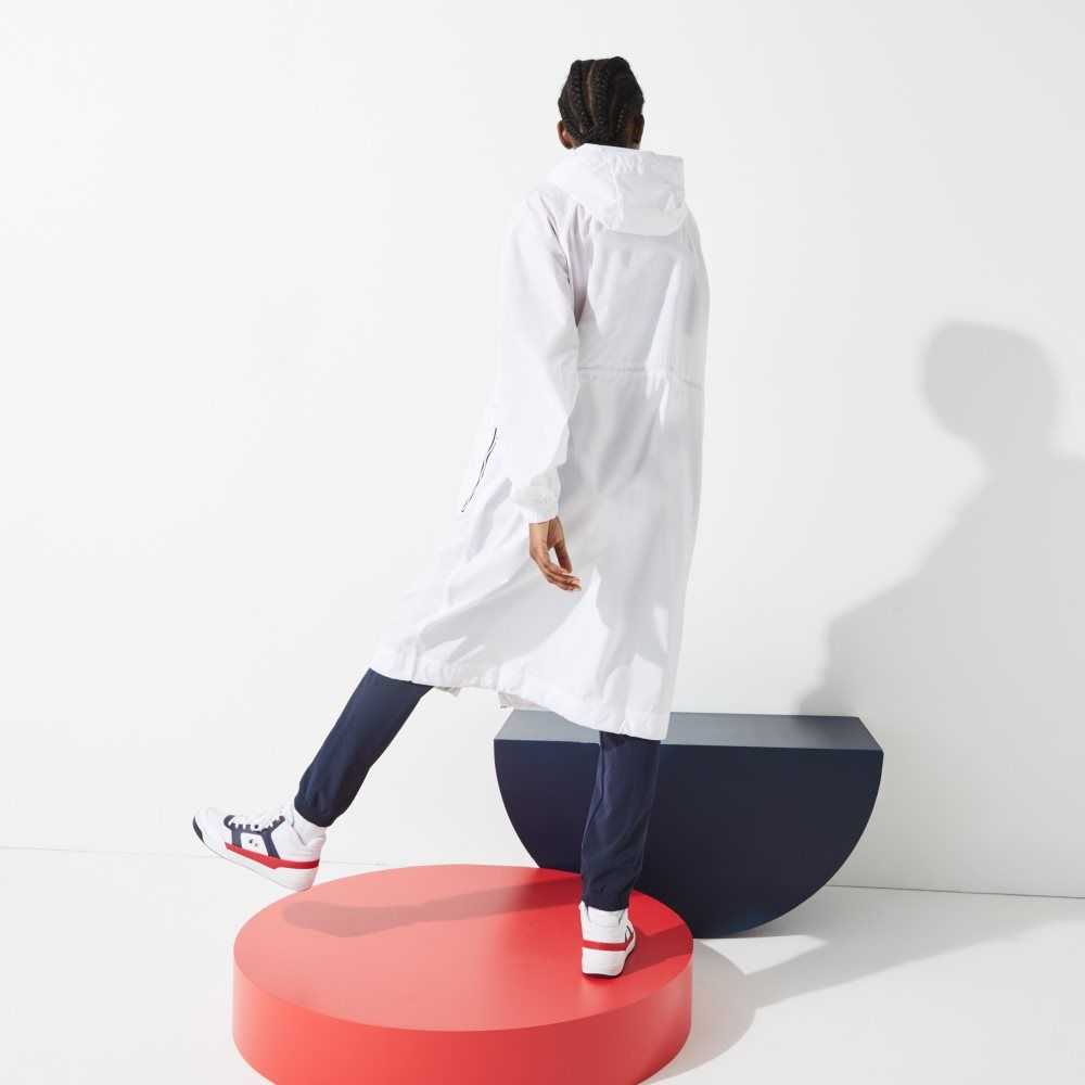 Lacoste SPORT French Sporting Spirit Edition Foldable Raincoat White / Navy Blue / Red | KZR-467289