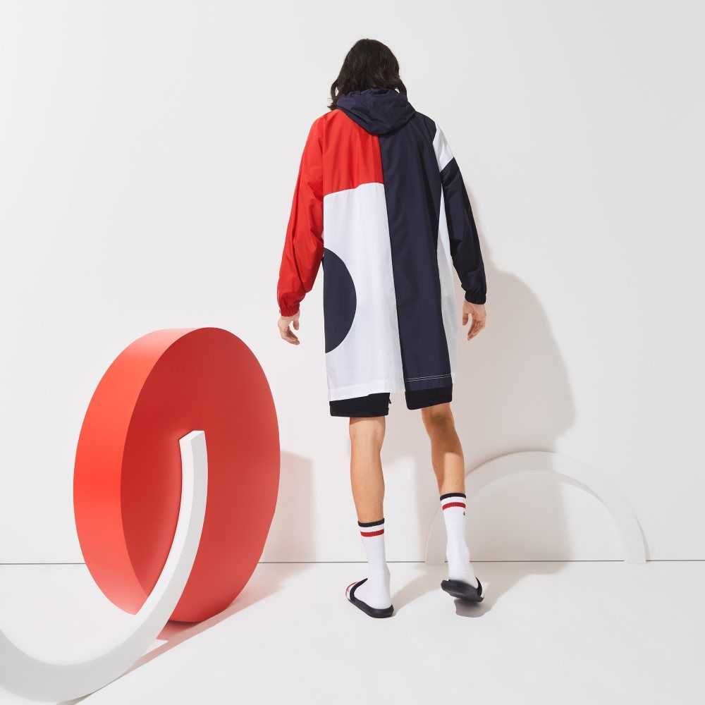 Lacoste SPORT French Sporting Spirit Edition Oversized Raincoat Navy Blue / Red / White | YCZ-256483