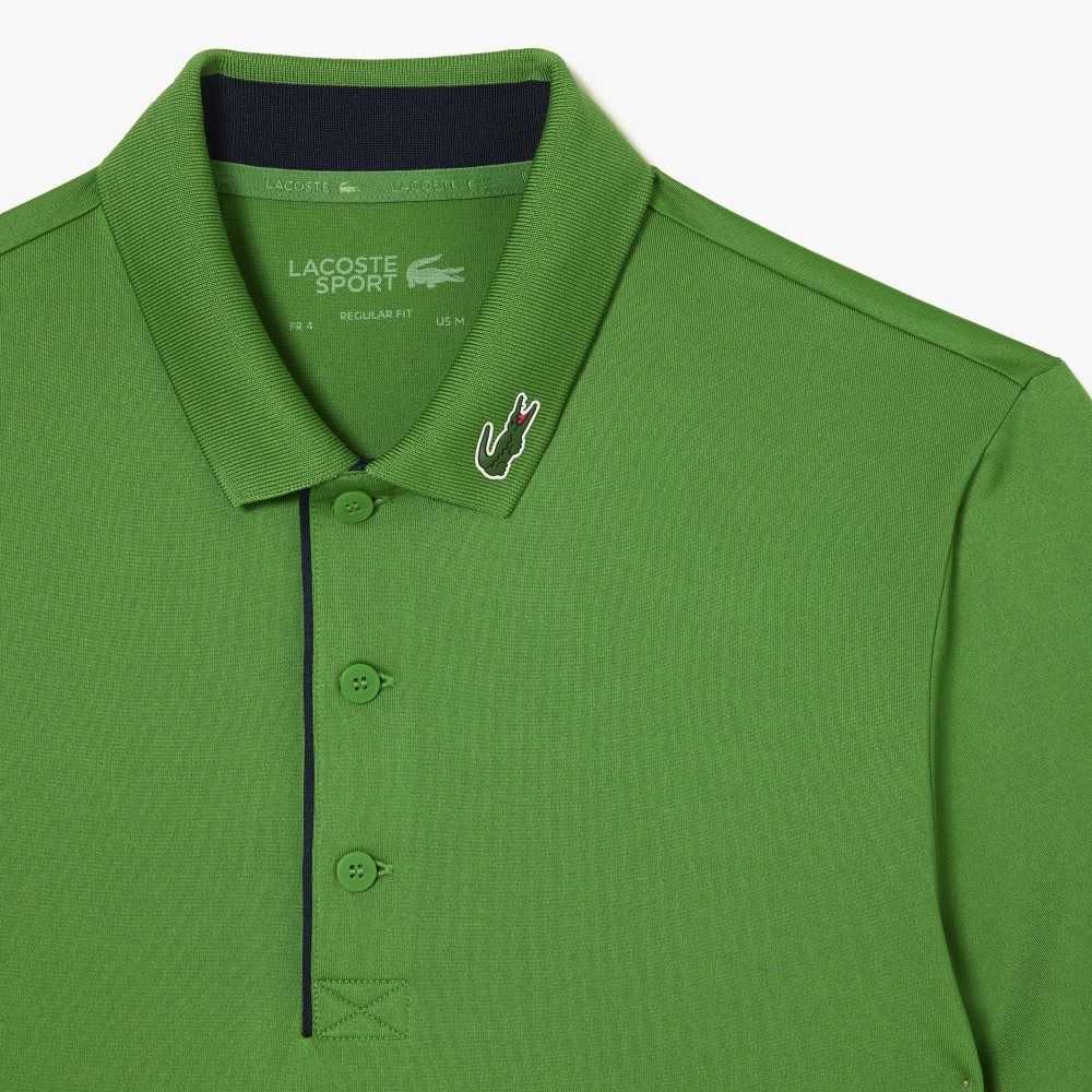 Lacoste SPORT Jersey Golf Polo Shirt Green / Navy Blue | ULO-378462