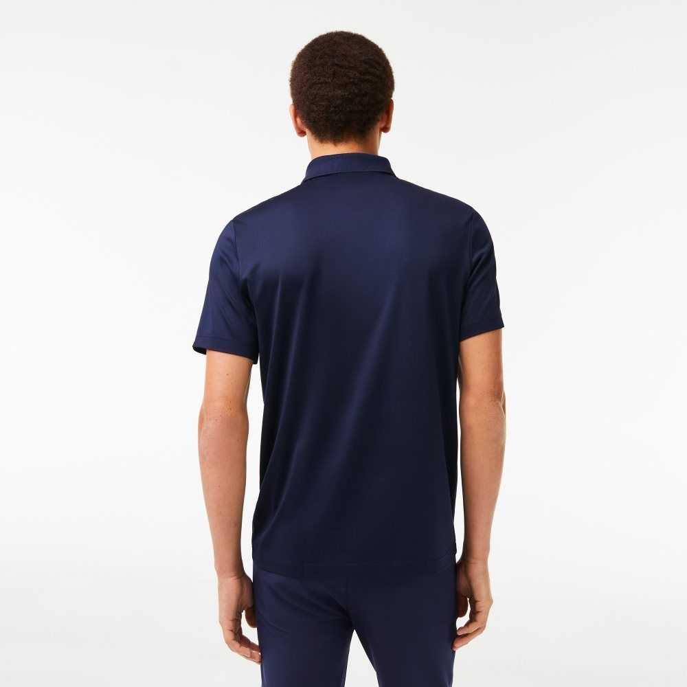 Lacoste SPORT Jersey Golf Polo Shirt Navy Blue / White | OFM-913786