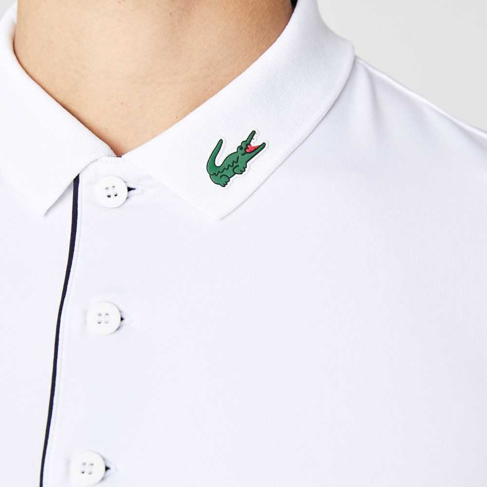 Lacoste SPORT Jersey Golf Polo Shirt White / Navy Blue | FMO-690427