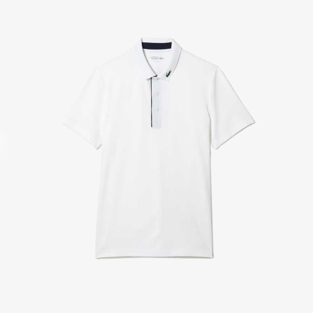 Lacoste SPORT Jersey Golf Polo Shirt White / Navy Blue | FMO-690427