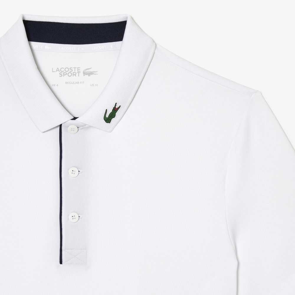 Lacoste SPORT Jersey Golf Polo Shirt White / Navy Blue | FMO-690427